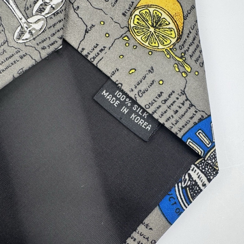 VTG Nicole Miller Caviar Cocktail Novelty Silk Tie 1995 Gray - Picture 10 of 12